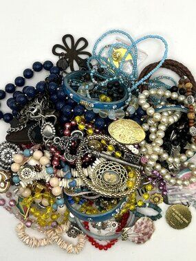 2 lbs Estate Jewelry Lot Vintage to Now Costume Wear Craft Resell